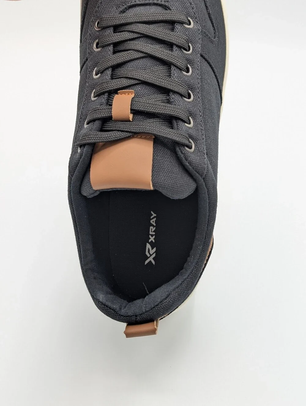 XRay Sneakers Men's 11 Black Canvas Low-Top  Brown Accents Lace-Up Monty Shoes